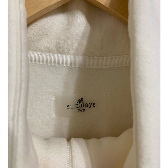 Sundays two ivory 1/4 Zip fleece pullover sweatshirt size Small - Picture 2 of 4
